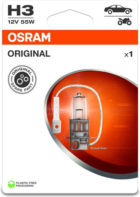 Автомобільна лампа OSRAM Original Line H3 PK22s 12 В 55 Вт (64151-1BL) - зображення 1