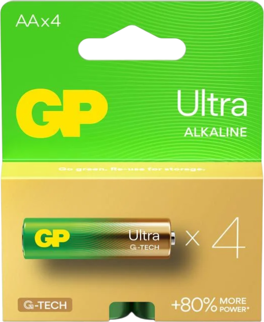 Лужні батарейки GP Ultra Alkaline AA 1.5 В 4 шт. (GPPCA15AU721) - зображення 1