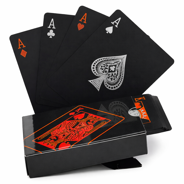 Карты игральные покерные черные пластиковые SP-Sport Poker 3466-1 54 карты Black-Red - изображение 6