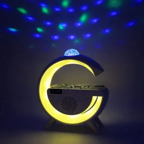Ночник с беспроводной зарядкой, Bluetooth-колонкой и RGB LED подсветкой 15Вт. + дискошар - изображение 3