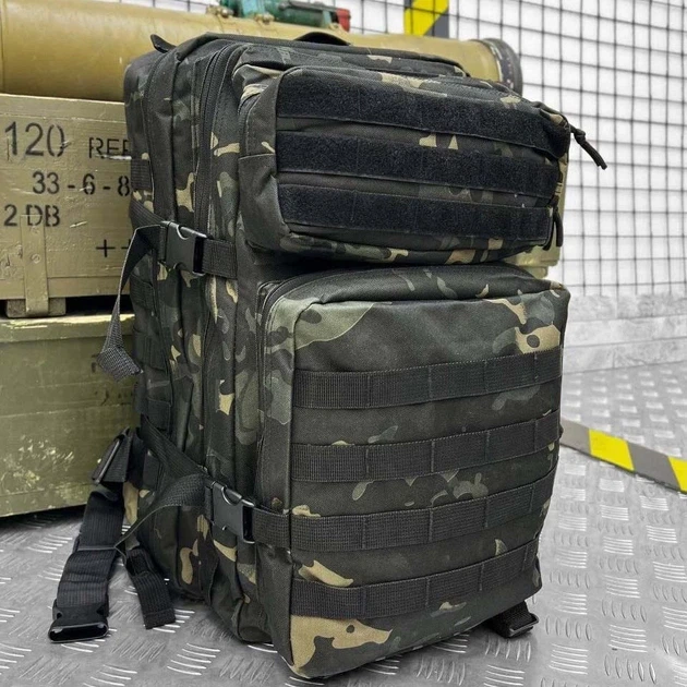 Рюкзак ZE001 тактический военный 50л черный мультикам - изображение 5