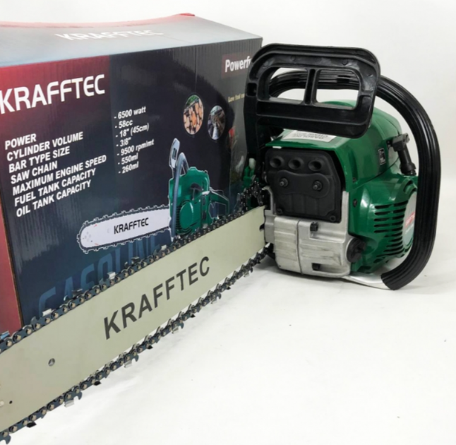 Бензопила цепная KRAFFTEC 6500 Вт, шина 45 см - Фото 7 Бензопила цепная KRAFFTEC 6500 Вт, шина 45 см - изображение 7