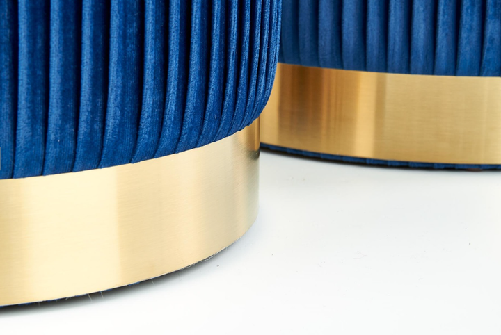 Набір пуфів Halmar MONTY Оксамит Темно-синій Золота подставка V-CH-MONTY-PUFA-GRANATOWY (5905248112131) - зображення 4