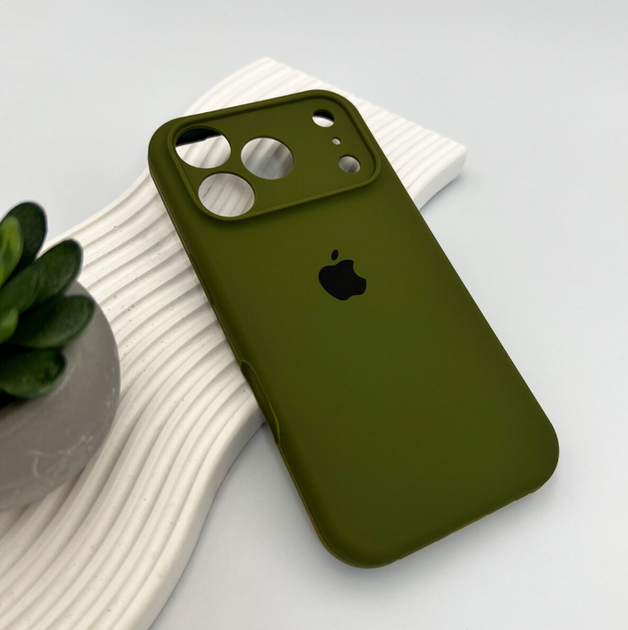 Захисний чохол-накладка Silicone Full Case AA Camera Protect для Apple iPhone 17 Pro Army Green (FullAAi17P-29) - зображення 3