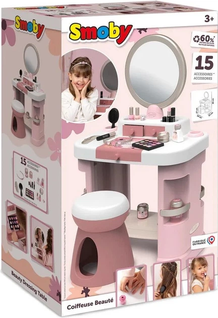 Туалетний столик Smoby My Beauty з дзеркалом та 15 аксесуарами 7600320257 (3032163202578) - зображення 2