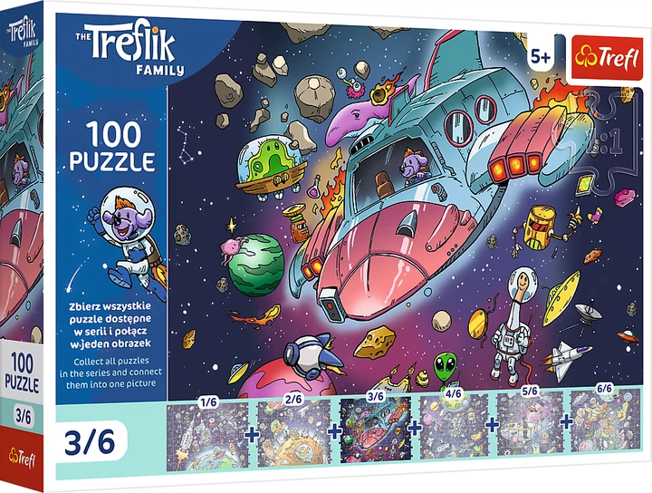 Пазл Trefl The Treflik Family Лофі в ракеті 3/6 100 елементів 16543 (5900511165432) - зображення 1
