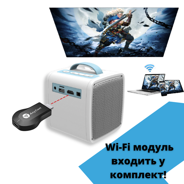 Проектор XPRO PANOPLUS SMILE Y для детей и взрослых с WiFI подключением к iOS и Android и функцией Screen Mirroring и трансляцией с телефона+ Наушники (e607b6-249) - изображение 3
