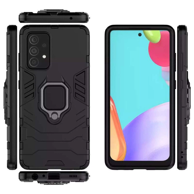 Противоударный чехол Transformer с кольцом для Samsung Galaxy A52 4G / A52 5G (Черный / Soul Black) Epik (16858) - изображение 2