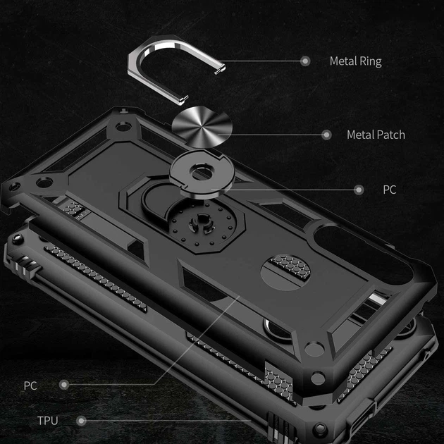 Противоударный чехол Serge Ring с кольцом для Huawei P Smart Z (Черный) Epik (11819) - Фото 4 Противоударный чехол Serge Ring с кольцом для Huawei P Smart Z (Черный) Epik (11819) - изображение 4