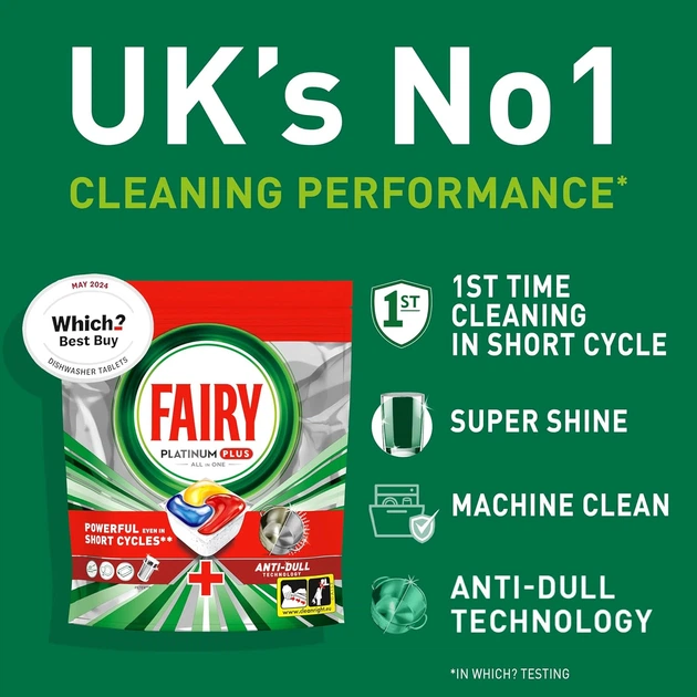 Капсули для посудомийних машин 4 в 1 Fairy Platinum Plus All in One Box 2 уп*19 шт= 38 шт - изображение 6