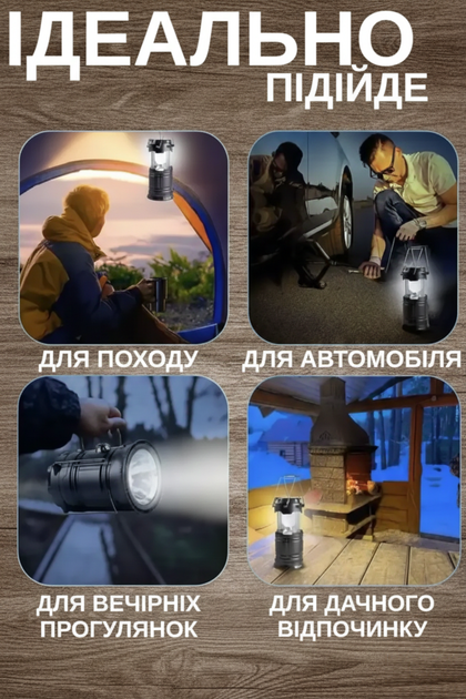 Кемпінговий ліхтар-лампа на сонячній батареї 3-в-1 з Power Bank (USB) та 2 режимами світіння — Синій - зображення 8