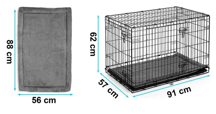 Metalowa klatka kennelowa dla psa Pethaus + legowisko M 91 x 57 x 62 cm Czarna PH-201 (5903890633660) - obraz 4