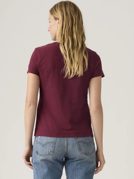 Футболка бавовняна жіноча Levi`s Perfect Vneck 85341-0132 XS Бордова (5401187776293) - зображення 2