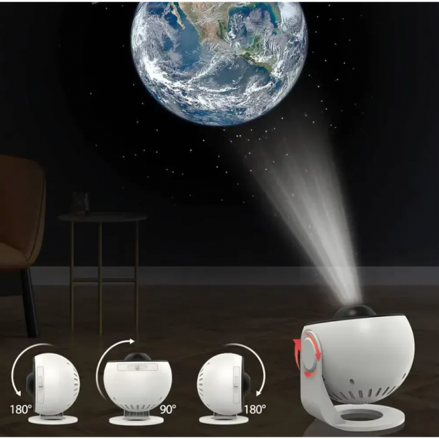 Проектор зоряного неба + 12 картриджів, від USB, Galaxy Projector, Білий / Планетарій для спальні / Нічник зоряне небо - зображення 6
