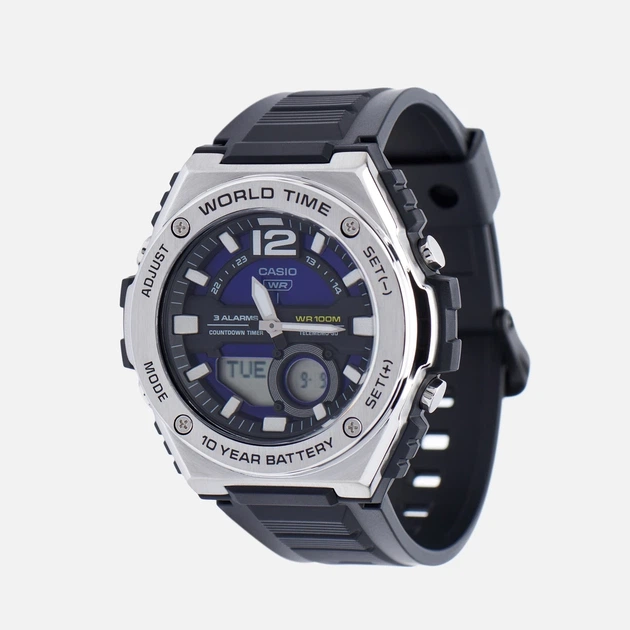 Мужские часы Casio MWQ-100-2AVCF — аналогово-цифровые, мировое время, батарея 10 лет, водозащита 100 м - изображение 3