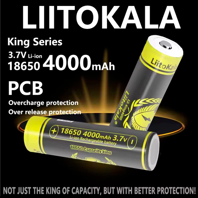 Акумулятор LiitoKala Li-ion 18650 4000mAh з захистом, KING4000-PCB - Фото 2 Акумулятор LiitoKala Li-ion 18650 4000mAh з захистом, KING4000-PCB - изображение 2