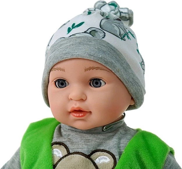 Lalka bobas Adar w zielonym srtroju z nadrukiem koali mówi i śpiewa po polsku 45 cm 60347 (5901271603479) - obraz 2