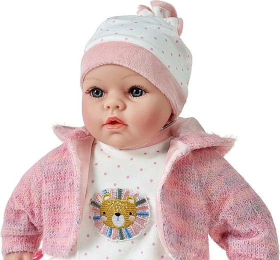 Lalka bobas Adar w różowym stroju w kropke mówi i śpiewa po polsku 45 cm 62967 (5901271629677) - obraz 3