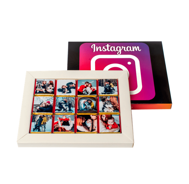 Шоколад с фото Instagram Shokopack 12 молочных шоколадок с индивидуальной фотопечатью сладкий подарок с фото и надписью для девушки блоггера на день рождения 14 февраля 8 марта - изображение 2
