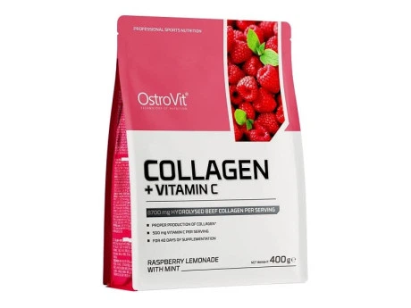 Коллаген OstroVit Collagen + Vitamin C 400 грамм Вкус Малиновый Лимонад - Фото 1 Коллаген OstroVit Collagen + Vitamin C 400 грамм Вкус Малиновый Лимонад - изображение 1