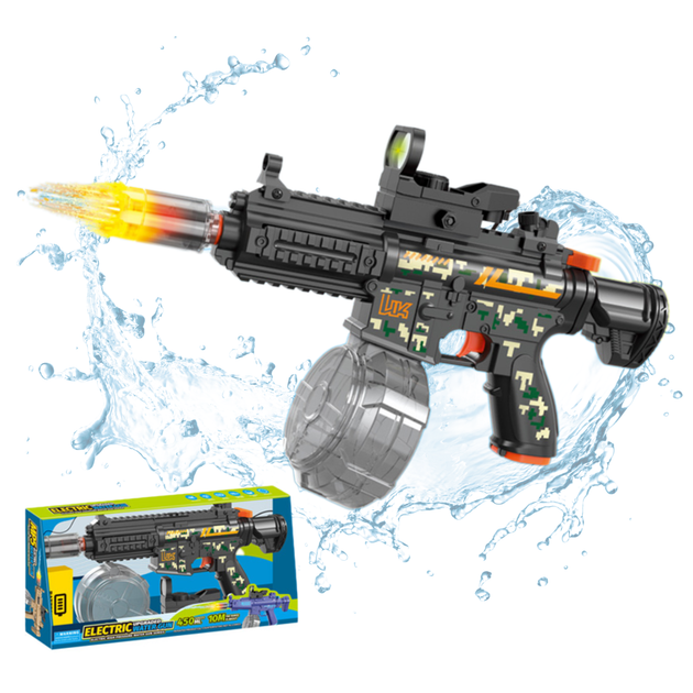 игрушечный электрический водный пистолет для детей автомат M416 на аккумуляторе с подсветкой игрушечный черный (JDT-0849221) - изображение 2