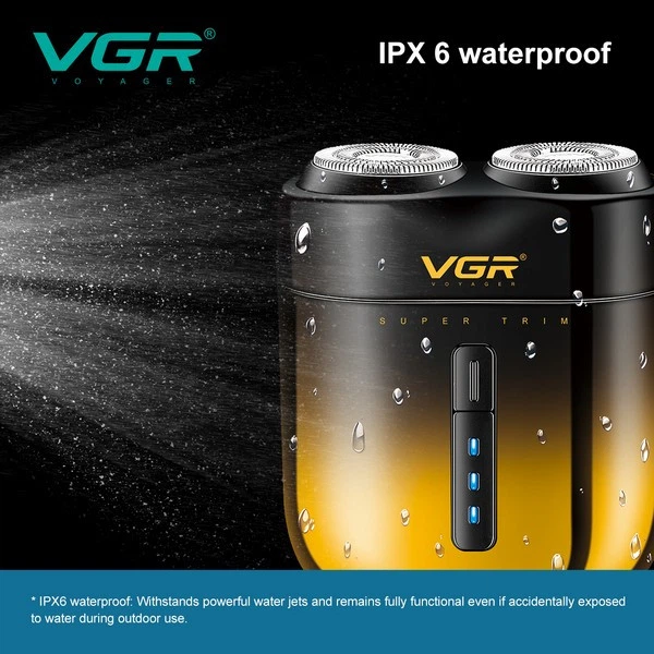 Электробритва VGR V-348 GOLD, роторная, водонепроницаемая - изображение 8