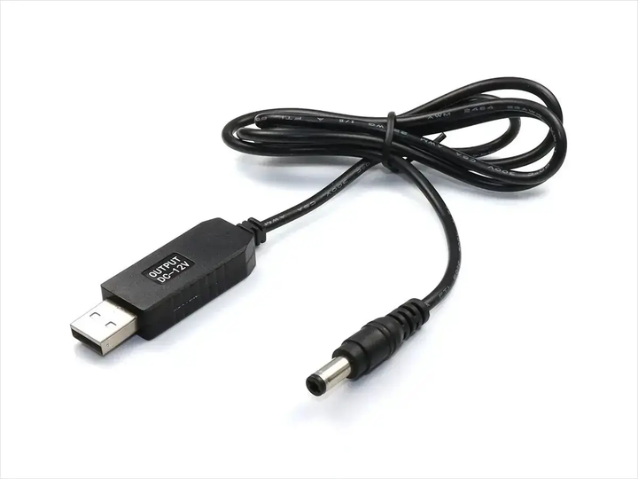 Кабель живлення для Wi-Fi роутера USB 5V на 12V DC 5.5x2.1 мм 1 м підвищуючий перехідник для живлення роутера від павербанка при відключенні світла - Фото 1 Кабель живлення для Wi-Fi роутера USB 5V на 12V DC 5.5x2.1 мм 1 м підвищуючий перехідник для живлення роутера від павербанка при відключенні світла - изображение 1