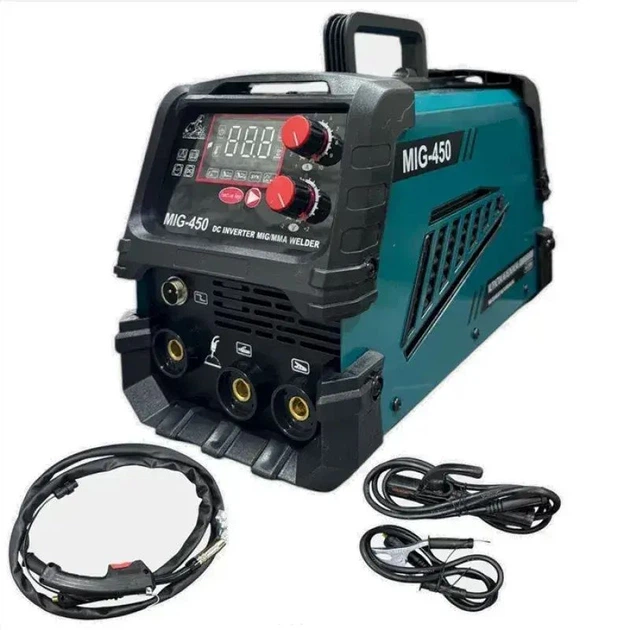 Зварювальний інверторний апарат 26.4 кВА Domotec MIG-450 MIG/TIG/MMA, з регулюванням струму та зварювання без газу - Фото 1 Зварювальний інверторний апарат 26.4 кВА Domotec MIG-450 MIG/TIG/MMA, з регулюванням струму та зварювання без газу - зображення 1