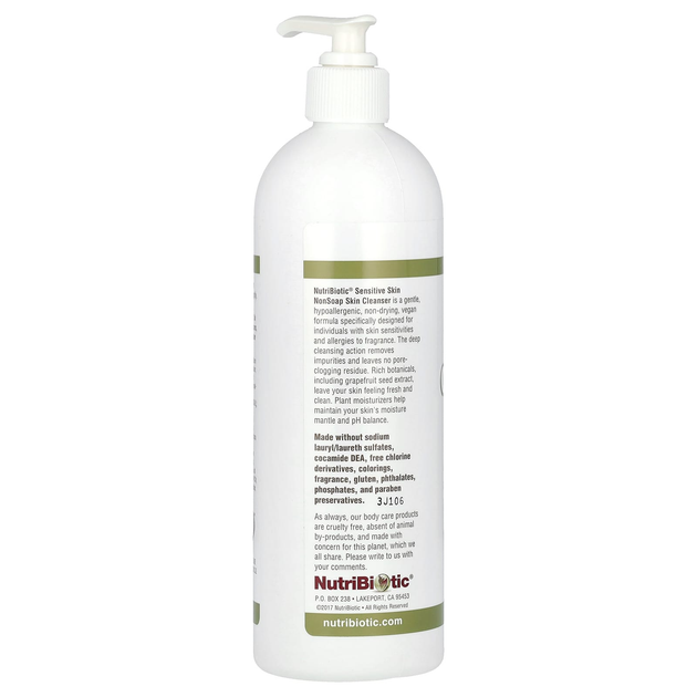 Безмыльное чистящее средство NutriBiotic, Skin Cleanser, гипоаллергенное для чувствительной кожи, 473 мл - Фото 3 Безмыльное чистящее средство NutriBiotic, Skin Cleanser, гипоаллергенное для чувствительной кожи, 473 мл - изображение 3