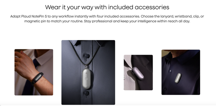 Диктофон Plaud NotePin S black с искусственным интеллектом (Pin S black) - Фото 2 Диктофон Plaud NotePin S black с искусственным интеллектом (Pin S black) - изображение 2