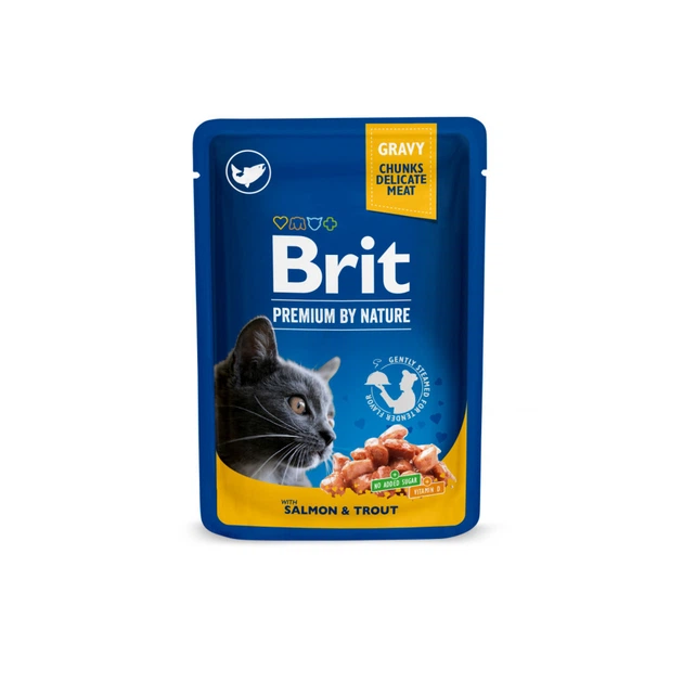 Корм вологий Brit Premium Cat Family Plate pouches набір паучів сімейна тарілка для котів асорті 4 смаки 100 г х 12 шт. - Фото 5 Корм вологий Brit Premium Cat Family Plate pouches набір паучів сімейна тарілка для котів асорті 4 смаки 100 г х 12 шт. - зображення 5