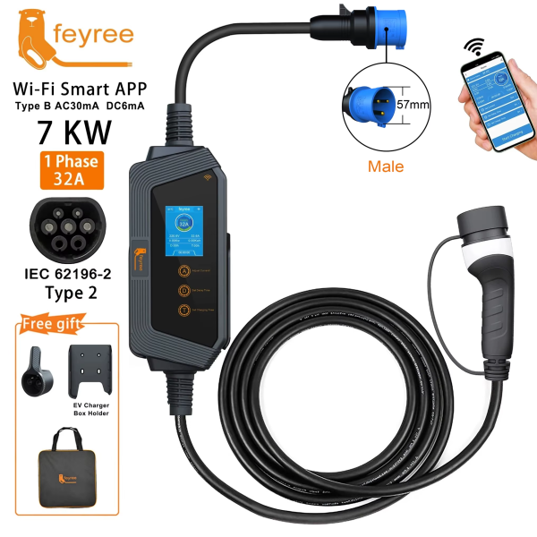 Зарядка для електромобіля Feyree 7кВт 32A Type2 Hero EV H8 Wi Fi - зображення 2