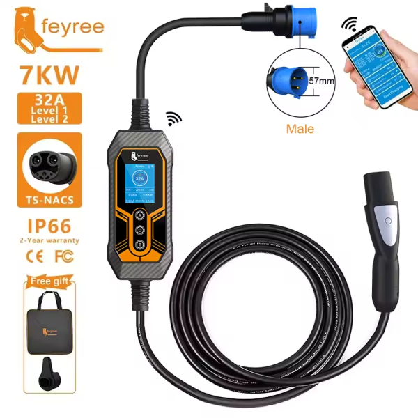 Зарядка для електромобілів Feyree 7кВт 32A Tesla NACS Lion EV K8 APP Wi Fi - зображення 2