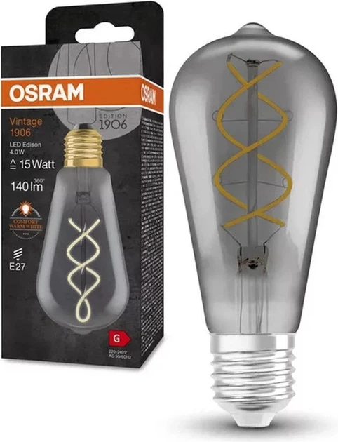 Світлодіодна лампа Osram Vintage 1906 Edison 15 Filament 4 W 818 Smoke E27 (4099854091315) - зображення 2
