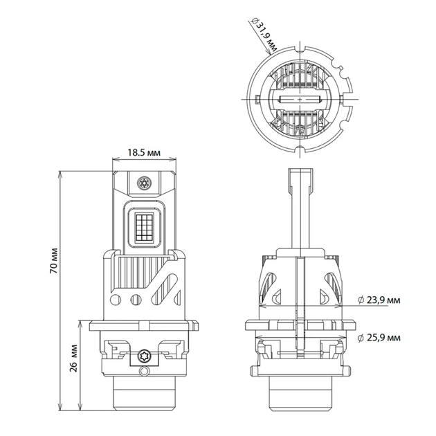 Лампа світлодіодна для фар DECKER LED PL-07 D2S 6000 K 1200 LM 50 W 9-32 В 2 шт. комплект - зображення 4