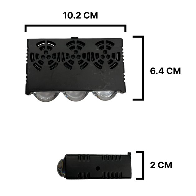 Додаткова світлодіодні LED LED LED LED міні/mini фари з 3 лінзами з чіткою СТГ білий + жовте світло + RGB (2 шт.) - зображення 2