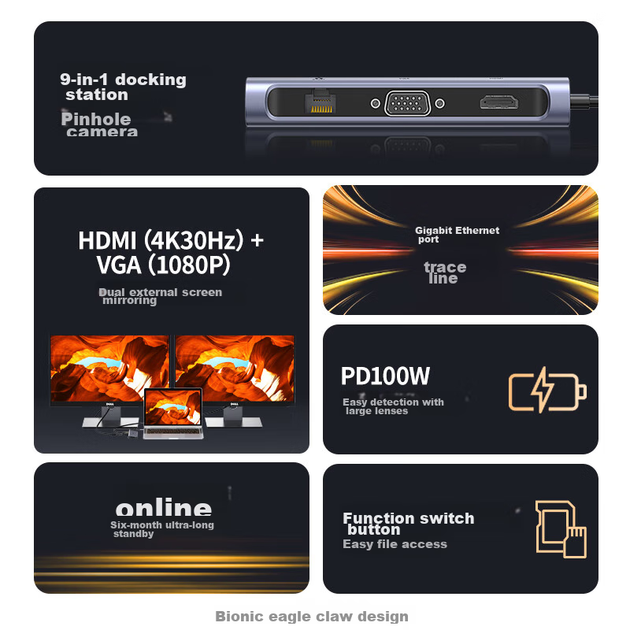 USB-хаб Ugreen 9-in-1 HDMI Ethernet USB-C Hub - Фото 6 USB-хаб Ugreen 9-in-1 HDMI Ethernet USB-C Hub - зображення 6