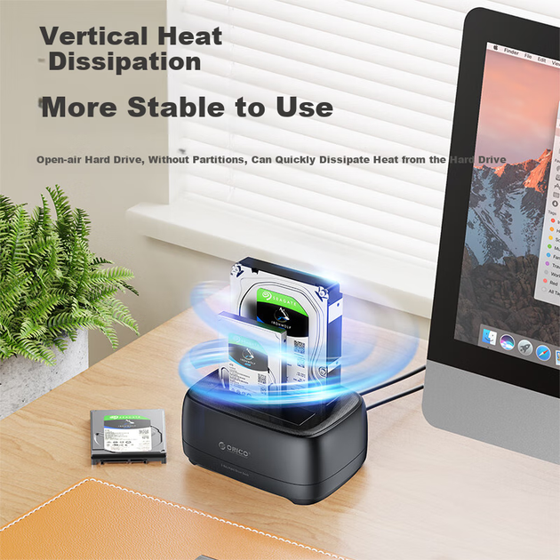 Док-станція для жорстких дисків Orico DD28C3 2.5/3.5" SATA, USB/Type-C - Фото 6 Док-станція для жорстких дисків Orico DD28C3 2.5/3.5" SATA, USB/Type-C - зображення 6