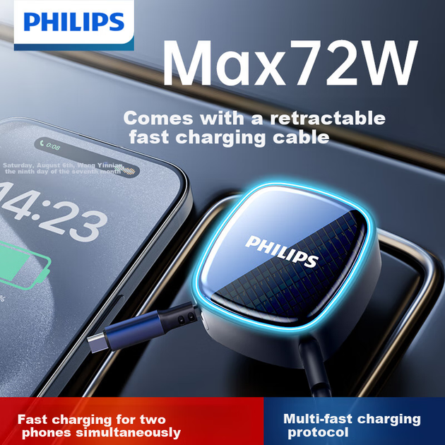 Автомобільний зарядний пристрій Philips 72W Black (4319) - зображення 7