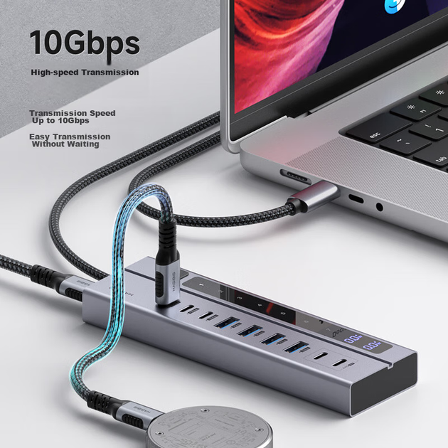 Багатопортова розширювальна док-станція Hagibis, концентратор Type-C, USB-розгалужувач, конвертер-хаб, швидка зарядка PD, незалежне джерело живлення з перемикачем-адаптером, підходить для комп'ютерів Apple та ноутбуків Mac - зображення 9