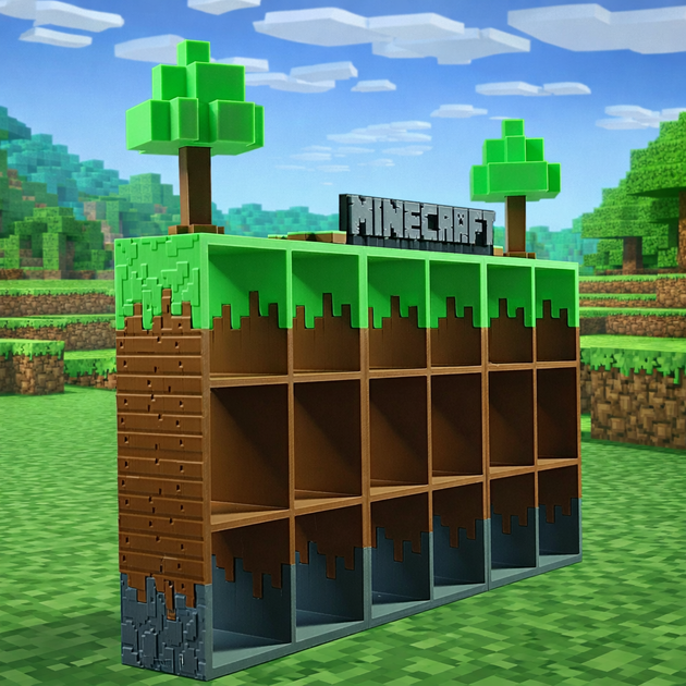 Підставка для фігурок Minecraft полиця для Kinder Joy Minecraft 2026, органайзер для 28 фігурок - зображення 2