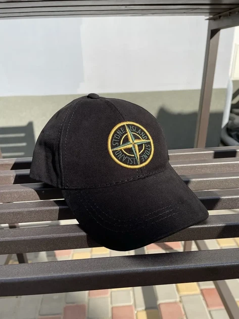 Бейсболка кепка Stone Island чорна з жовтим 57-59 - изображение 5