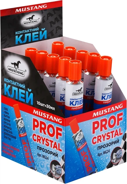 Контактний клей Display PROF CRYSTAL MUSTANG,30мл/бл (10шт/блок) MG24 - Фото 1 Контактний клей Display PROF CRYSTAL MUSTANG,30мл/бл (10шт/блок) MG24 - изображение 1