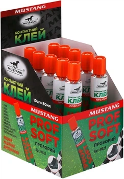 Контактний клей Display PROF SOFT MUSTANG,30мл/бл (10шт/блок) MG25 - Фото 1 Контактний клей Display PROF SOFT MUSTANG,30мл/бл (10шт/блок) MG25 - изображение 1