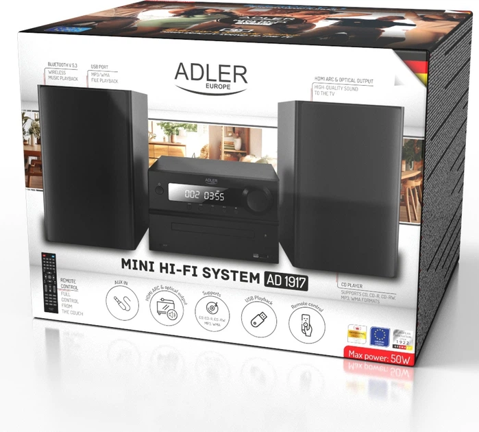 Miniwieża Adler AD 1917 HI-FI z Bluetooth, CD, USB i FM (5905575908964) - obraz 19