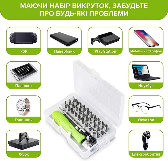 Отвертка с битами 32 в 1 набор для ремонта телефона и ноутбука механическая отвертка для точных работ с мелкой техникой набор прецизионных магнитных отверток - изображение 4