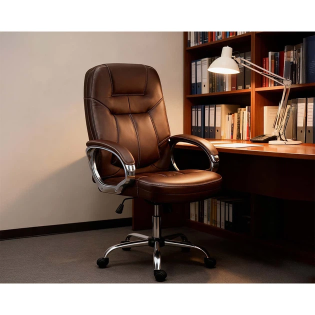 Fotel biurowy Sofotel 355-DARK-BROWN Obrotowy Ciemny brąz (5902596153717) - obraz 5