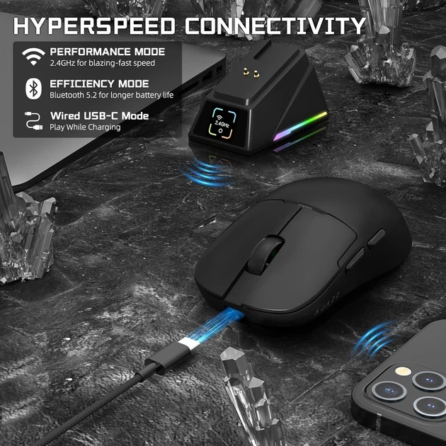 Ігрова миша бездротова Ajazz AJ159 APEX PAW3950 Black - изображение 9