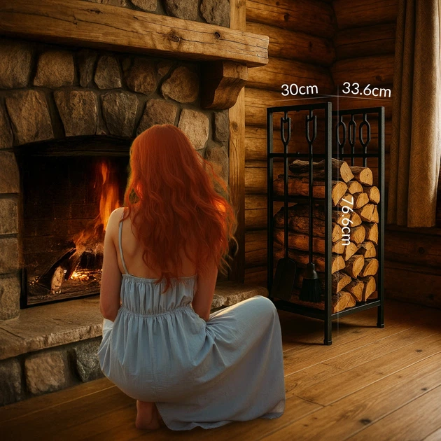 Stojak na drewno kominkowe Adler AD 6815 z zestawem narzędzi (5905575909404) - obraz 12