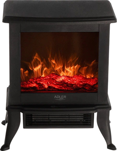 Kominek elektryczny Adler AD 7754 1000W / 1800W z efektem 3D płomienia (5905575910059) - obraz 2